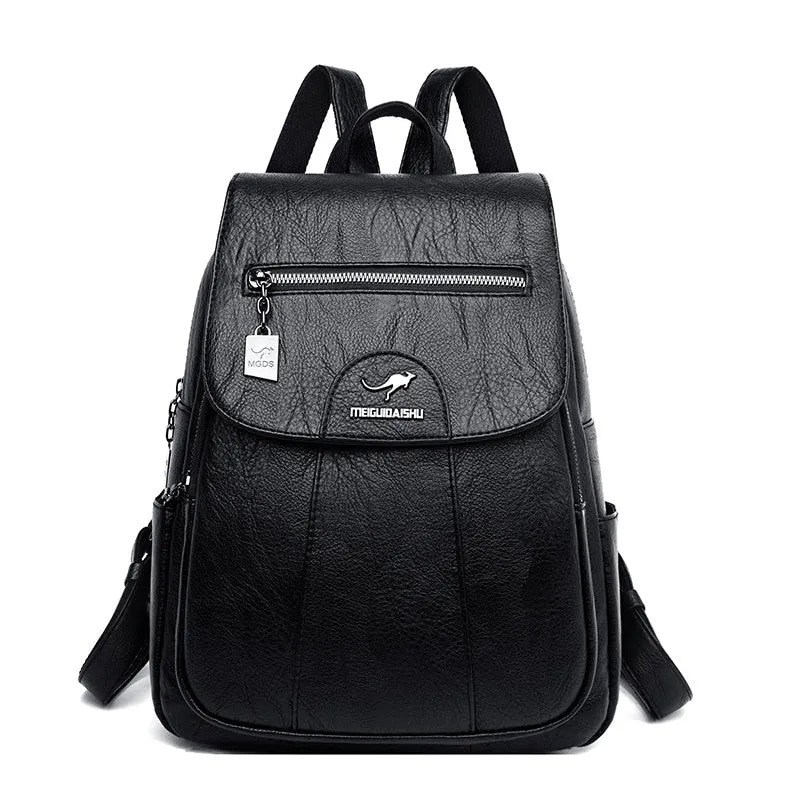 2022 Women Leather Backpacks High Quality Female Vintage Backpack For Girls School Bag Travel Bagpack Ladies Sac A Dos Back Pack