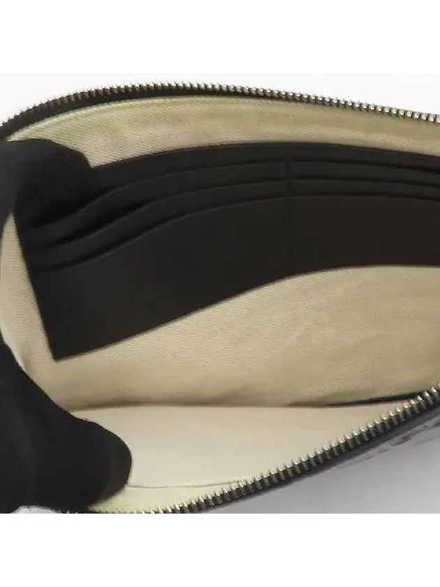 625569 Black leather GG emboss pouch clutch wrist strap