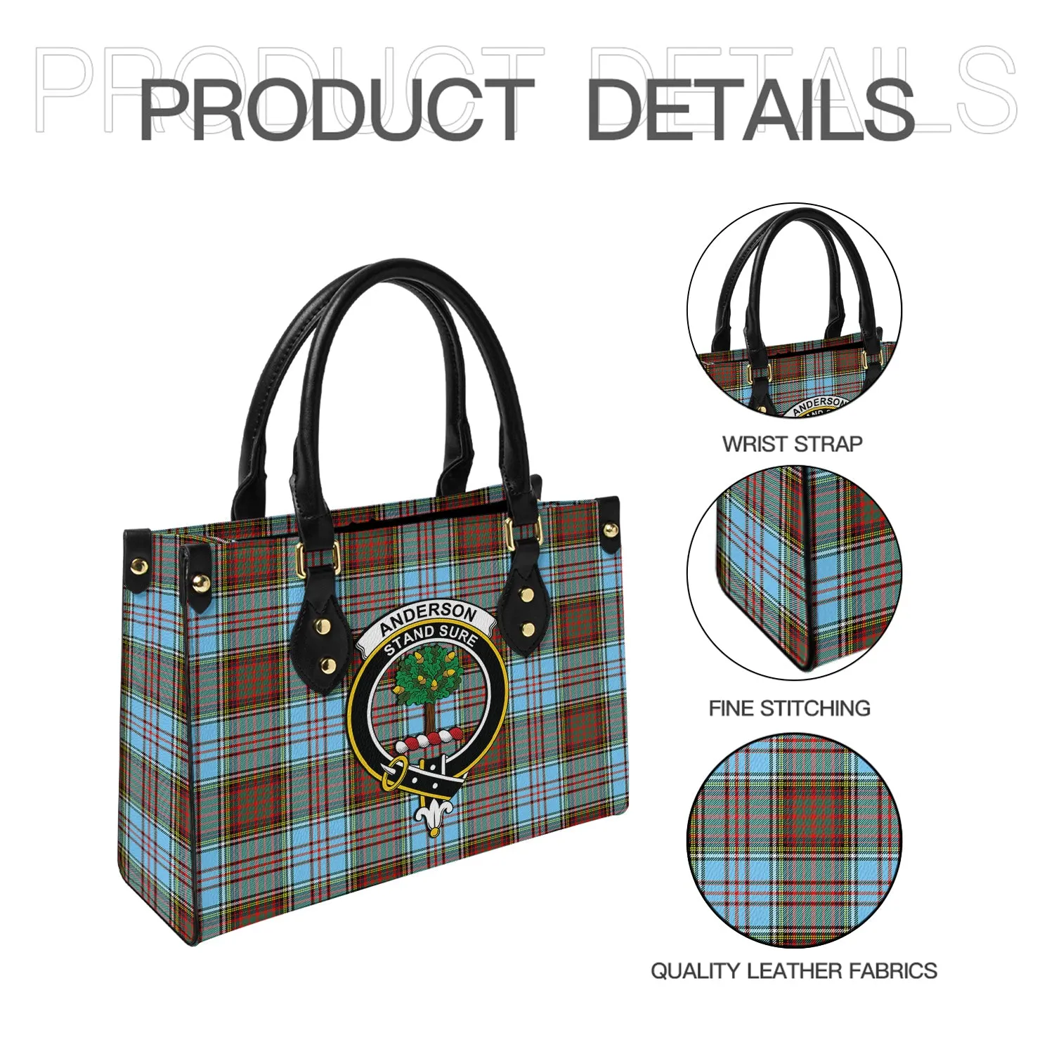 Anderson Ancient Tartan Leather Bag with Family Crest