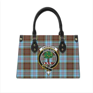 Anderson Ancient Tartan Leather Bag with Family Crest
