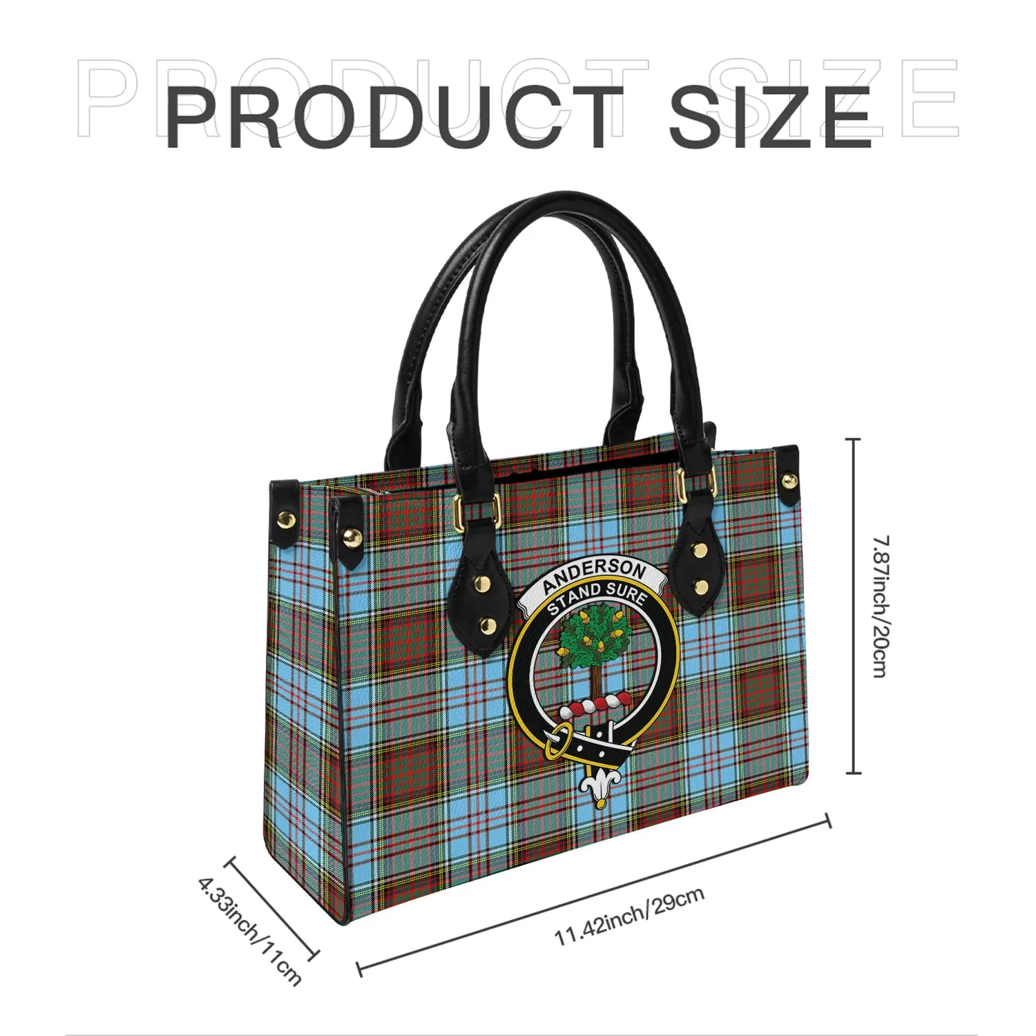 Anderson Ancient Tartan Leather Bag with Family Crest