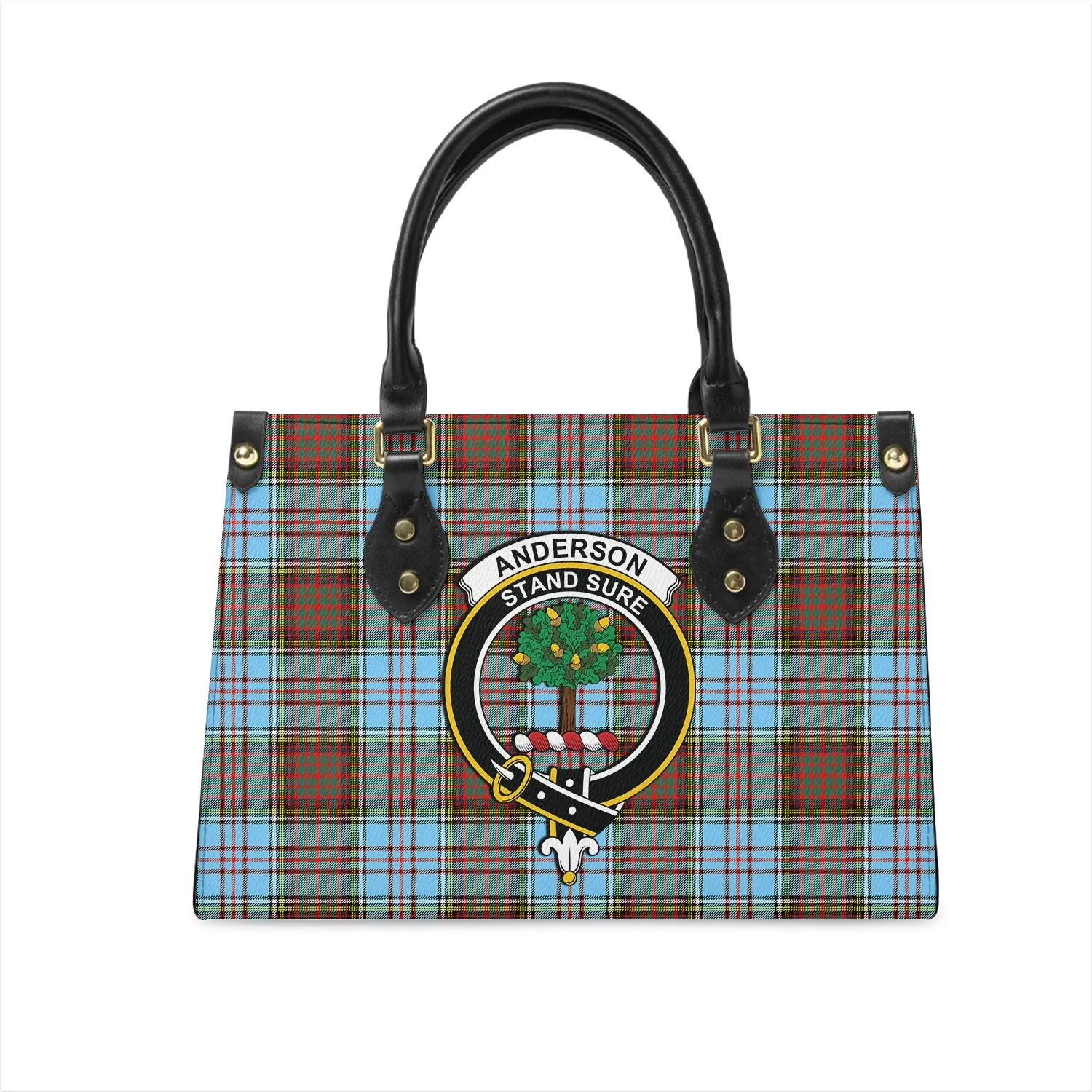 Anderson Ancient Tartan Leather Bag with Family Crest