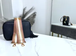 Bag Strap 64 - Salmon & Rose Gold Sparkly Stripe