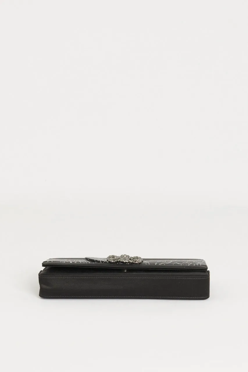 Black Satin Gothisi Love Preowned Clutch
