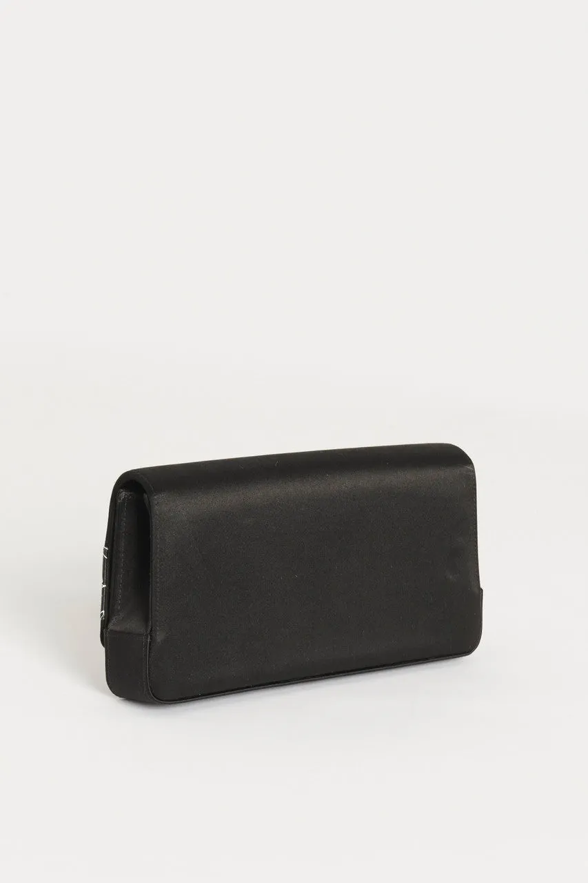 Black Satin Gothisi Love Preowned Clutch