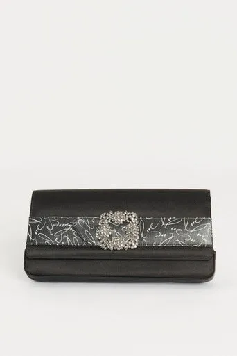 Black Satin Gothisi Love Preowned Clutch
