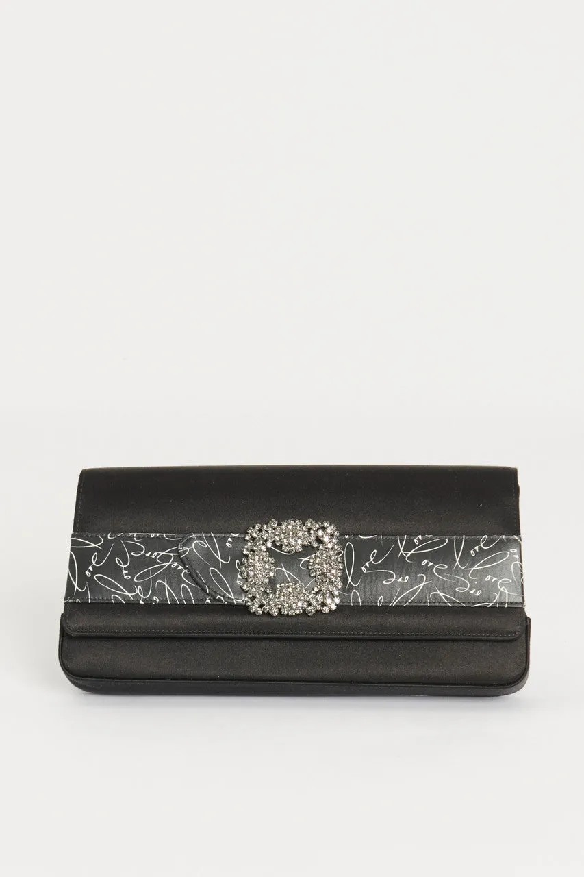 Black Satin Gothisi Love Preowned Clutch