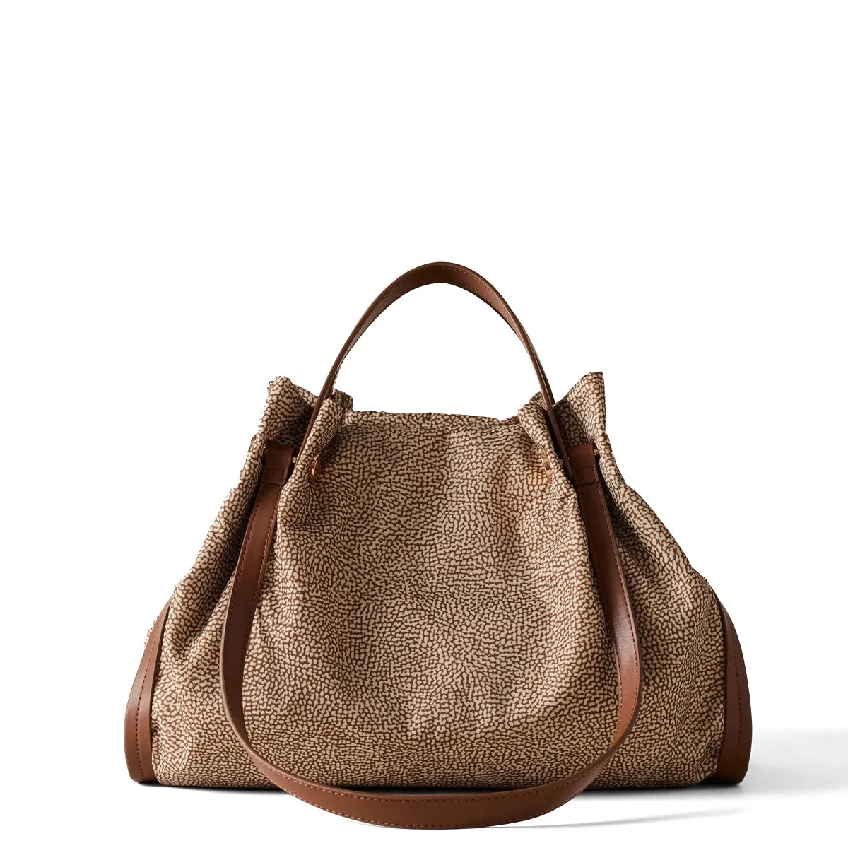 Borbonese - New Orbit Beige Brown Medium Tote - 924177AH1 - BEIGE/MARRONE