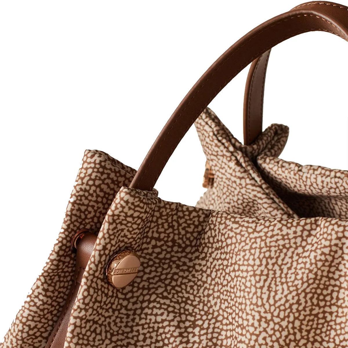 Borbonese - New Orbit Beige Brown Medium Tote - 924177AH1 - BEIGE/MARRONE