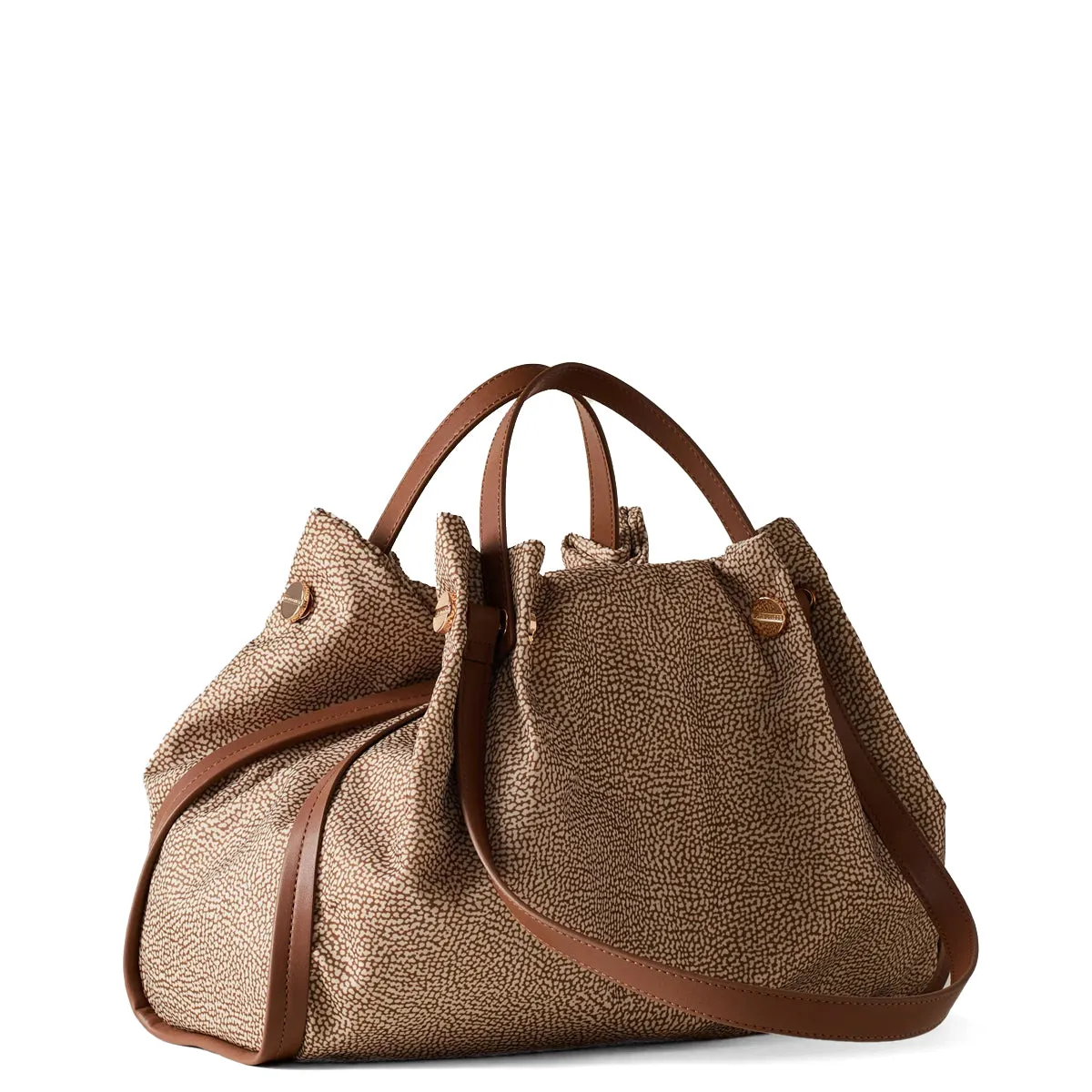 Borbonese - New Orbit Beige Brown Medium Tote - 924177AH1 - BEIGE/MARRONE
