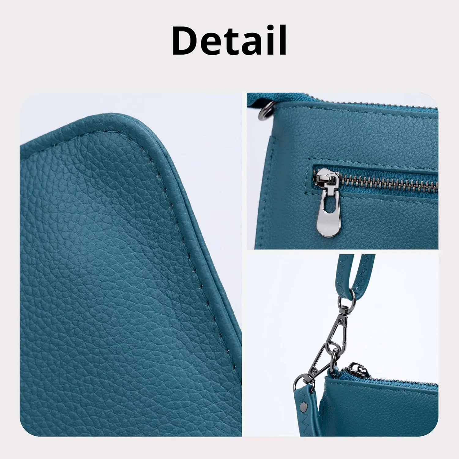 Bveyzi Genuine Leather Wristlet Purses for Women, Envelope Clutch Wallet Small Crossbody Bags for Dressy Evening