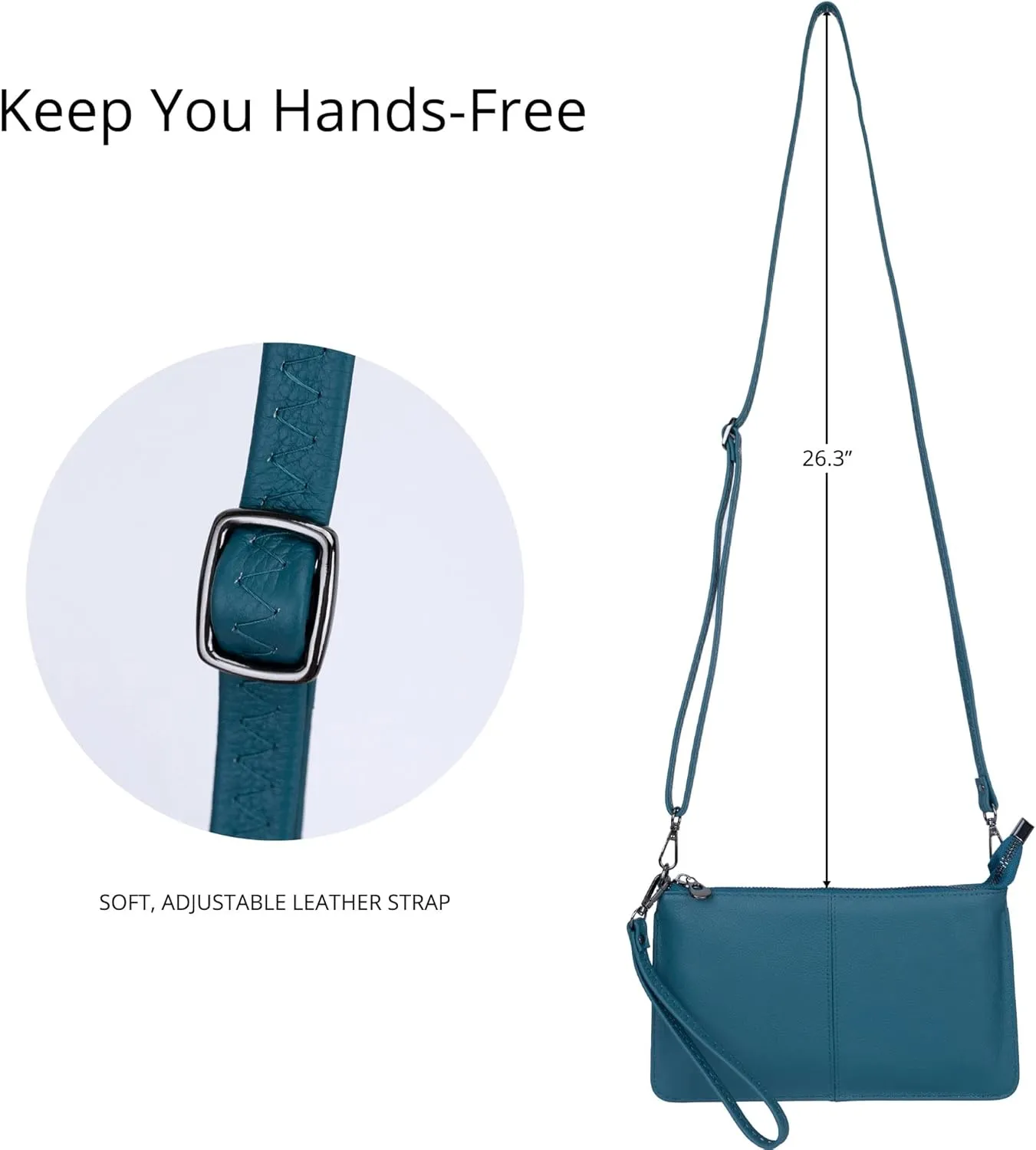 Bveyzi Genuine Leather Wristlet Purses for Women, Envelope Clutch Wallet Small Crossbody Bags for Dressy Evening