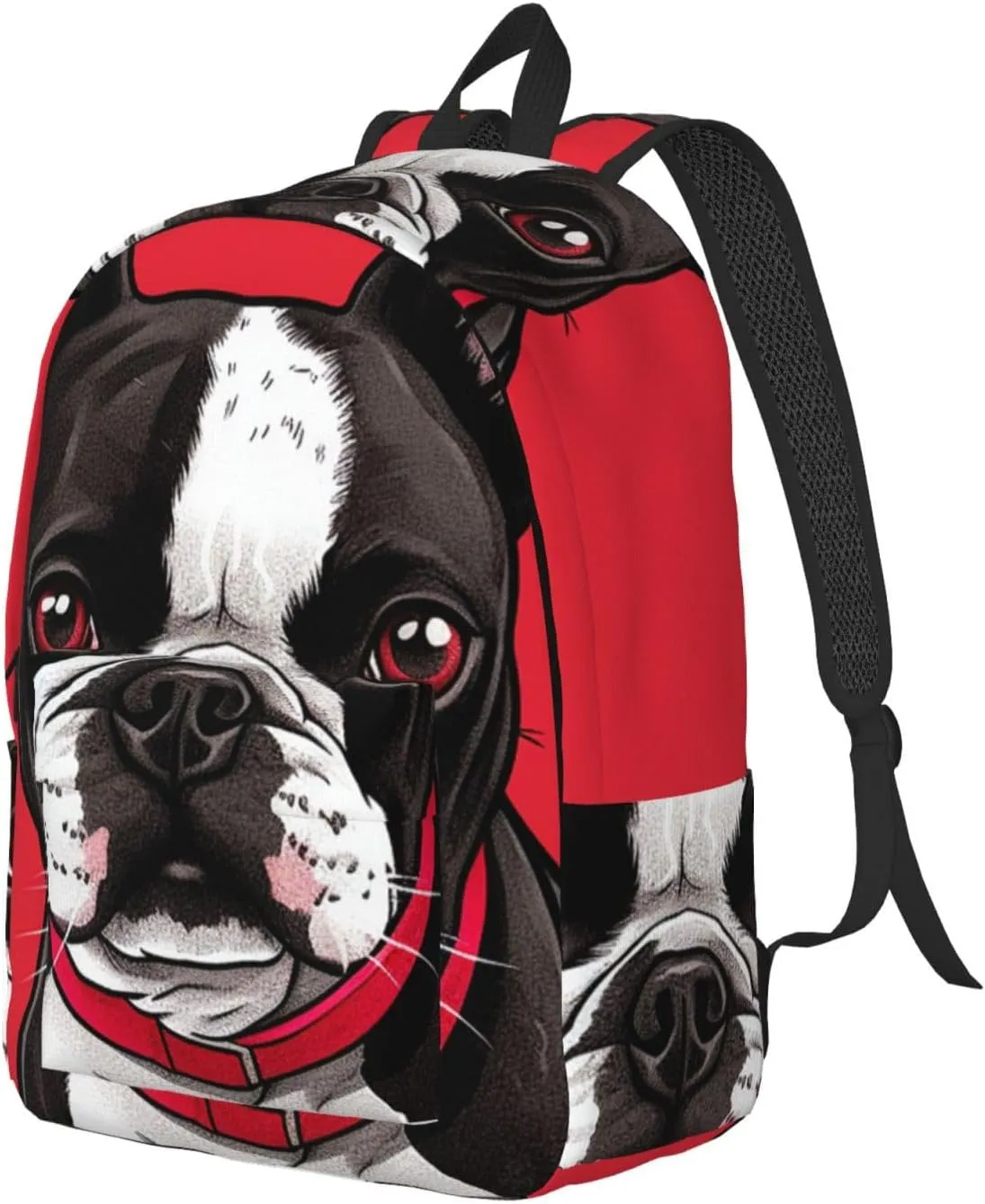 Canvas Backpack Boston Terrier Dog Red Travel Laptop Backpack Casual Daypack Carry On Rucksack for Men Women Small