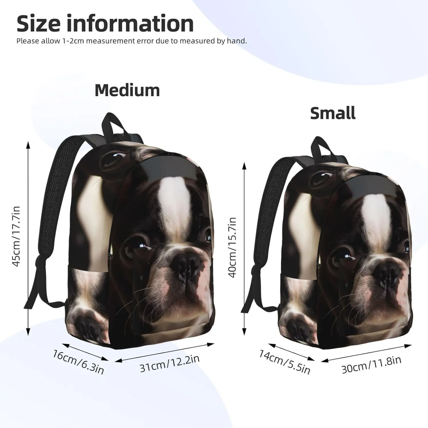 Canvas Backpack Cute Boston Terrier Travel Laptop Backpack Casual Daypack Carry On Rucksack for Men Women Small
