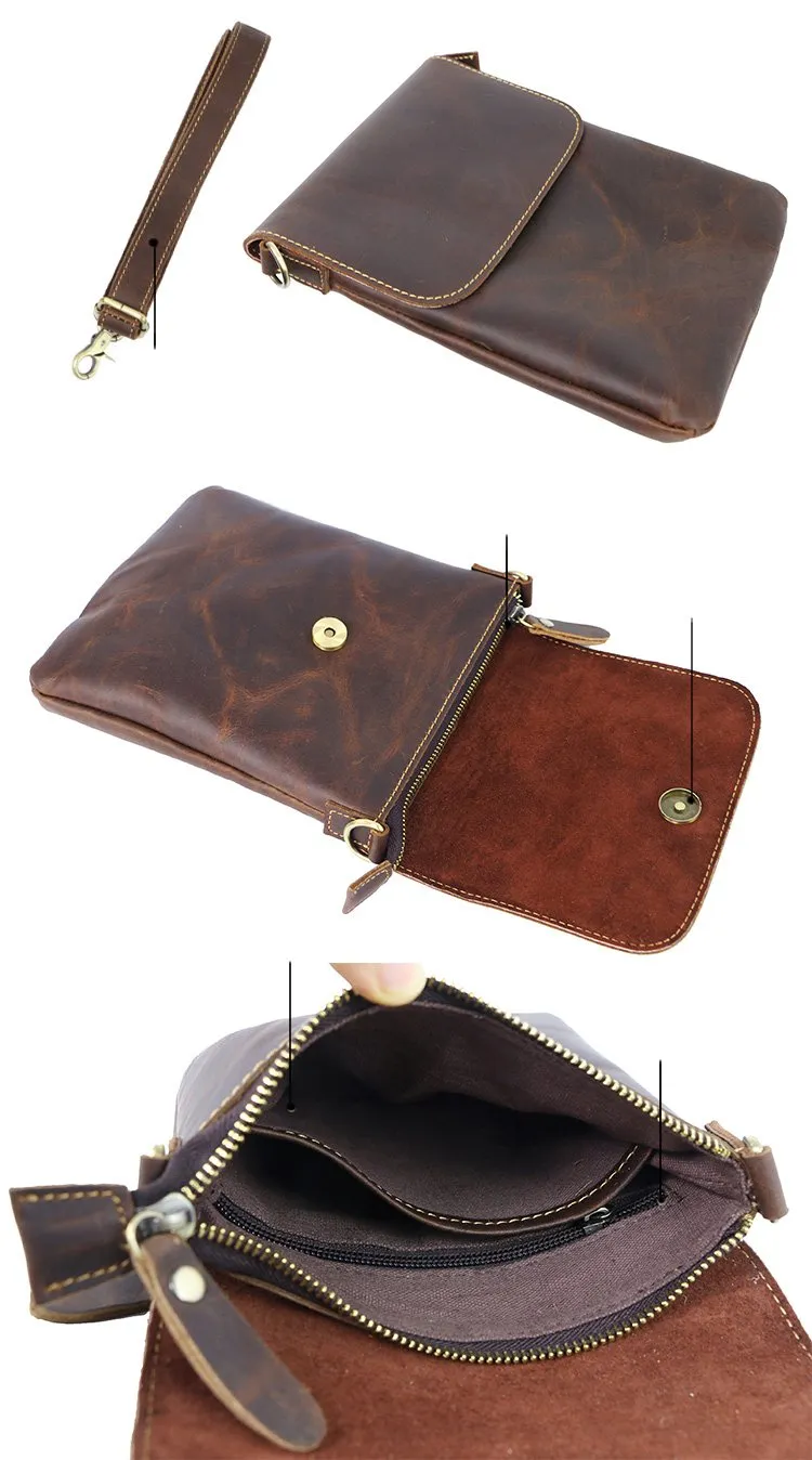 Casual Black Leather Mens Small Vertical Courier Bags Black Messenger Bags Brown Postman Bags For Men