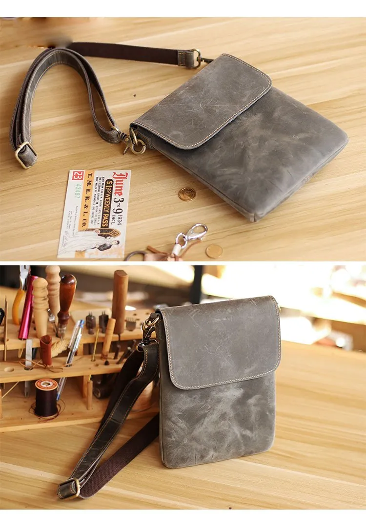 Casual Black Leather Mens Small Vertical Courier Bags Black Messenger Bags Brown Postman Bags For Men