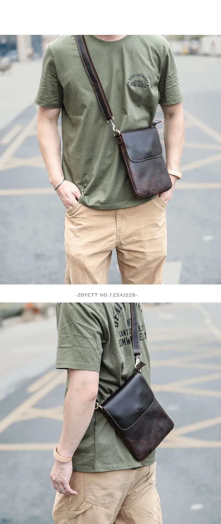 Casual Black Leather Mens Small Vertical Courier Bags Black Messenger Bags Brown Postman Bags For Men