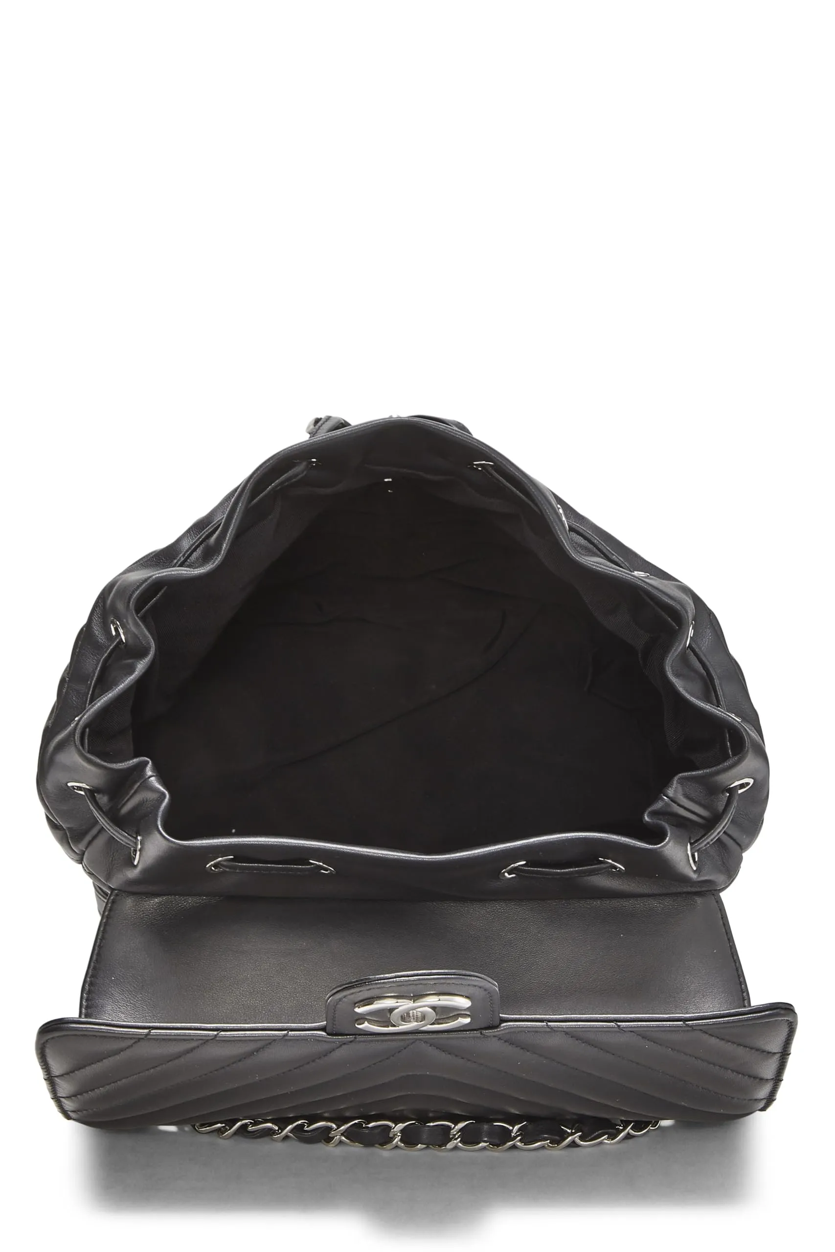 Chanel,  Black Chevron Lambskin Urban Spirit Backpack, Black