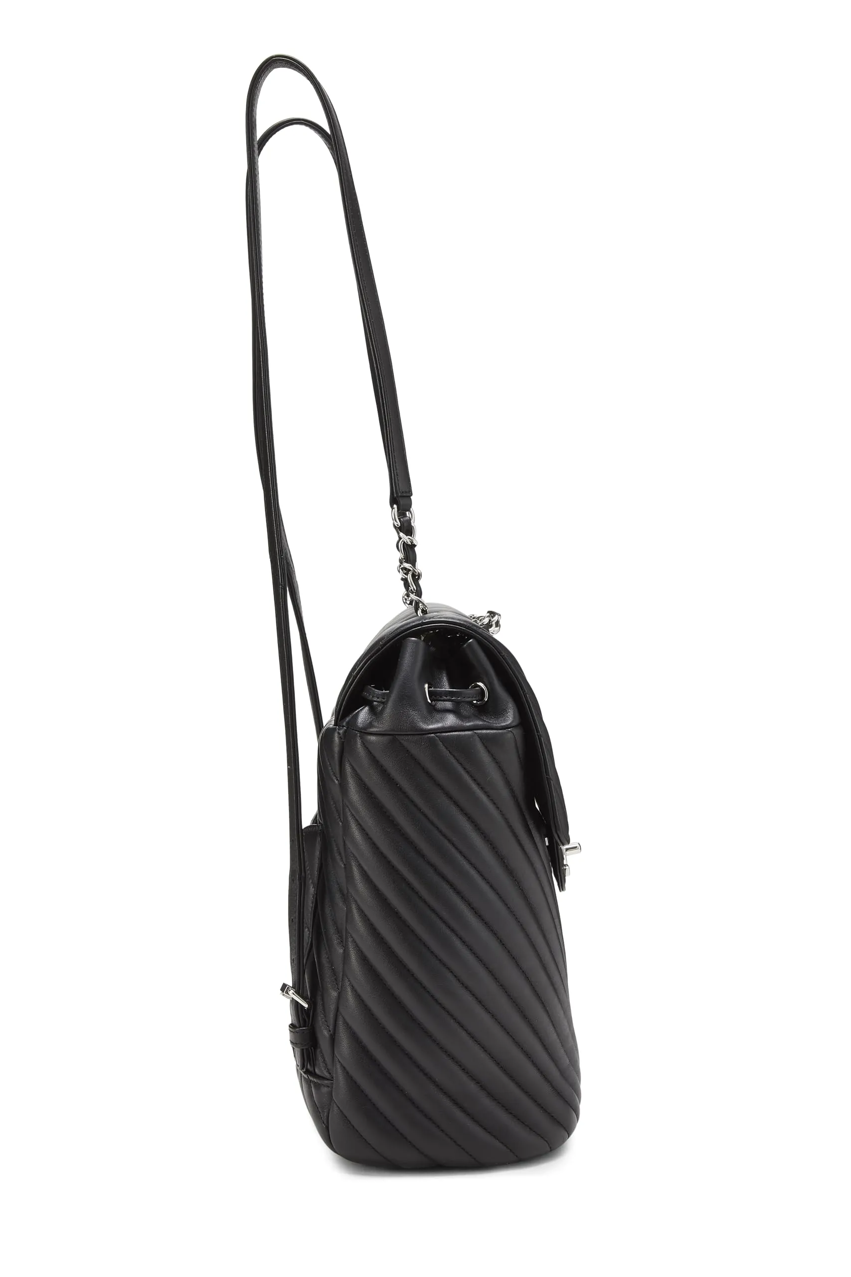 Chanel,  Black Chevron Lambskin Urban Spirit Backpack, Black