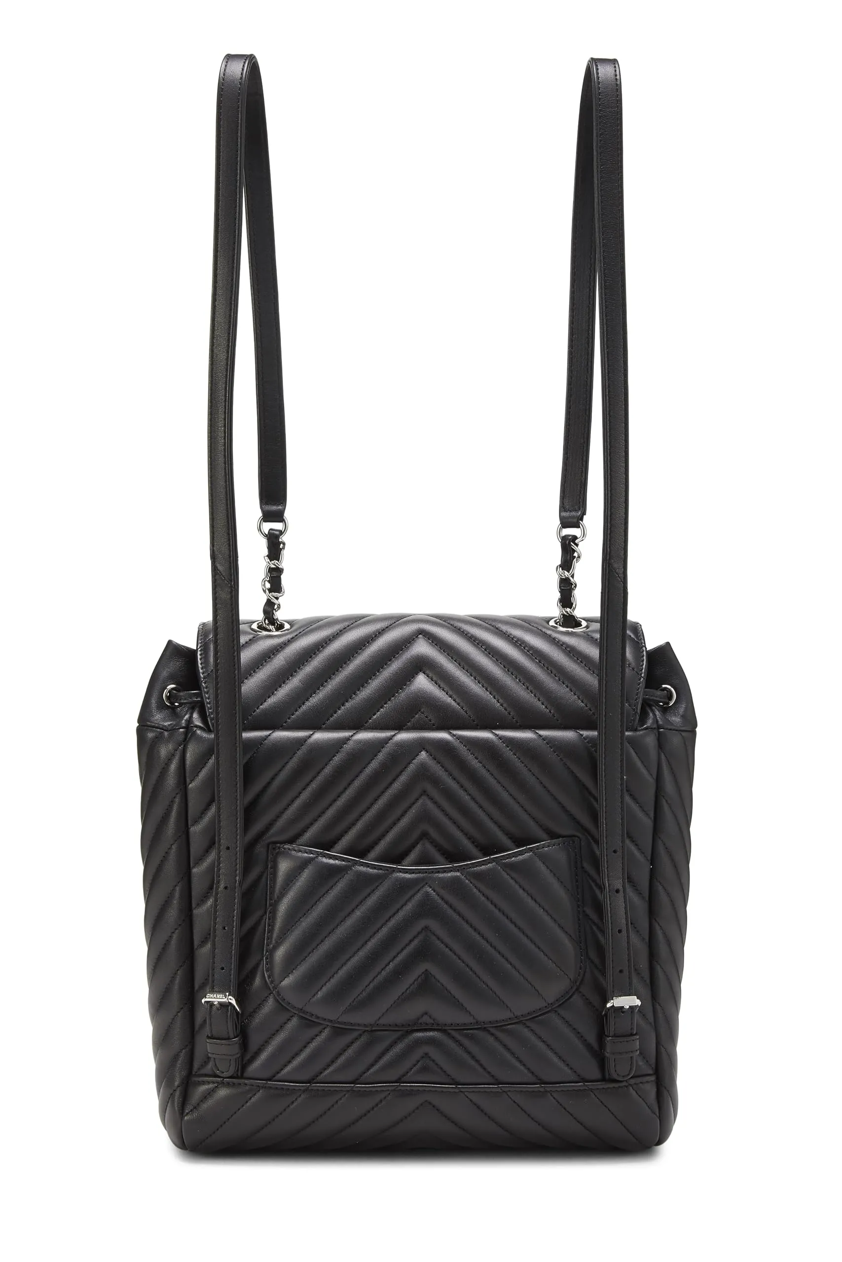 Chanel,  Black Chevron Lambskin Urban Spirit Backpack, Black