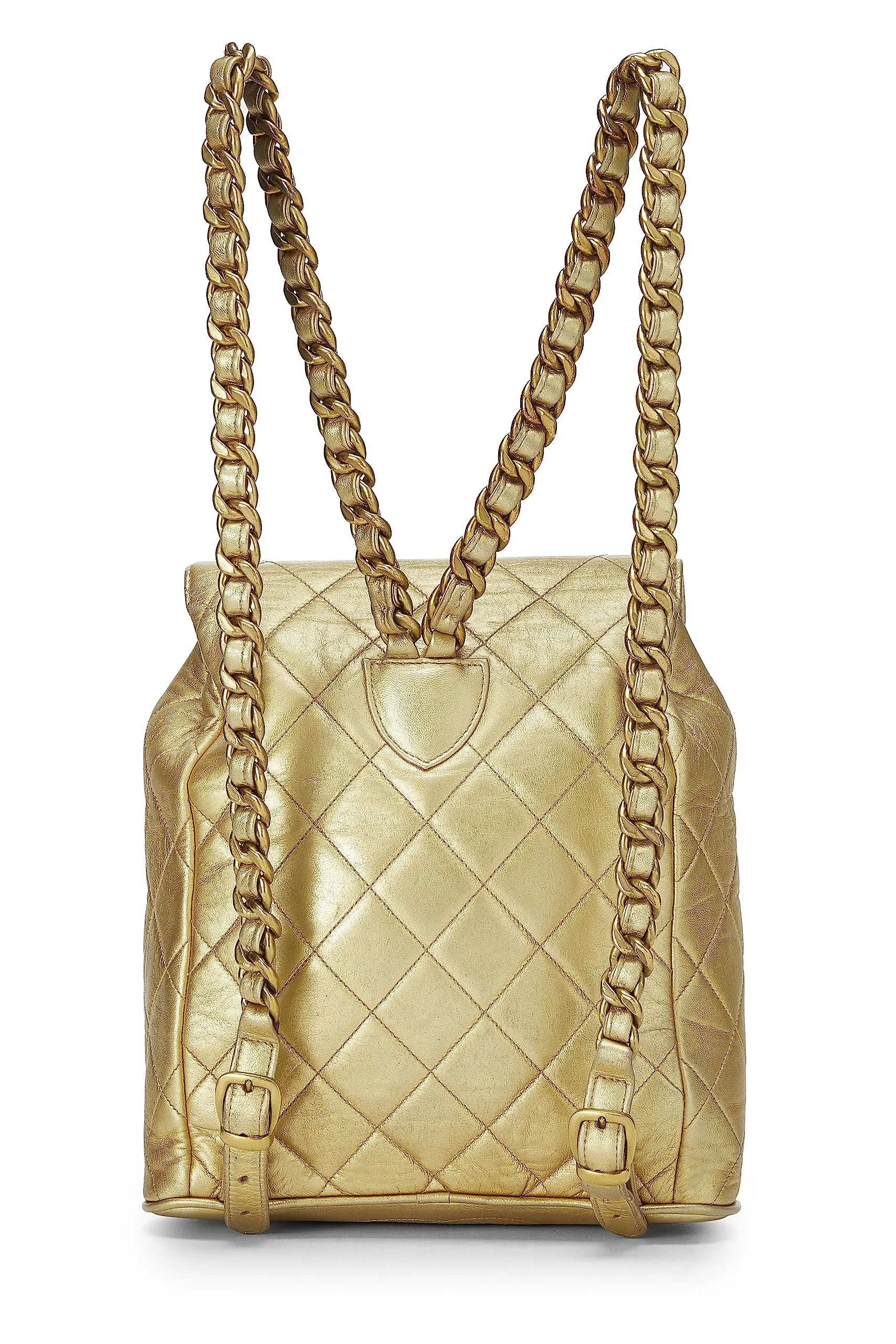 Chanel,  Gold Metallic Lambskin Classic Backpack Mini, Gold