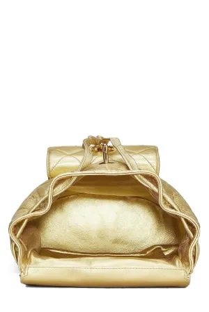 Chanel,  Gold Metallic Lambskin Classic Backpack Mini, Gold