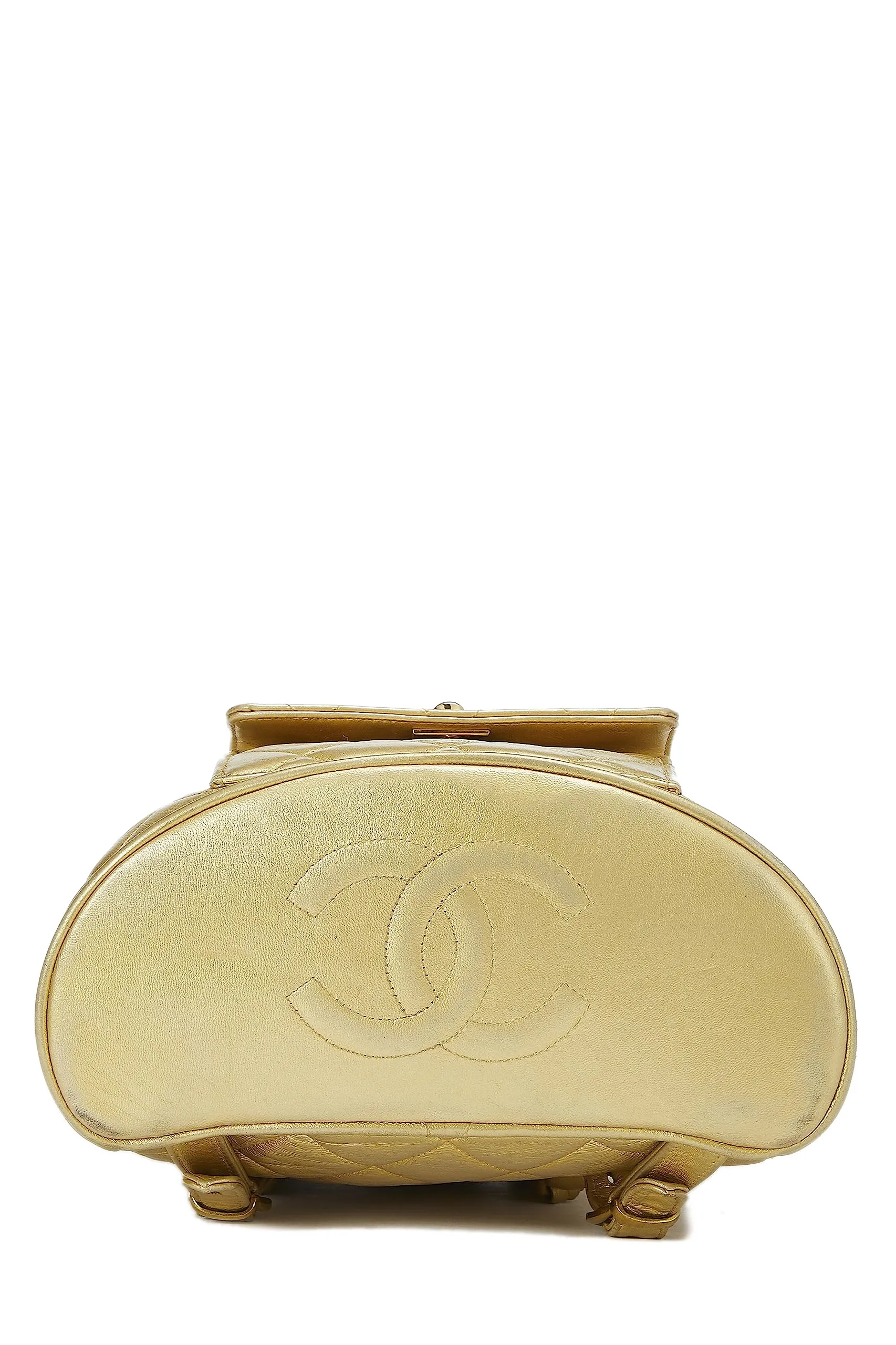 Chanel,  Gold Metallic Lambskin Classic Backpack Mini, Gold
