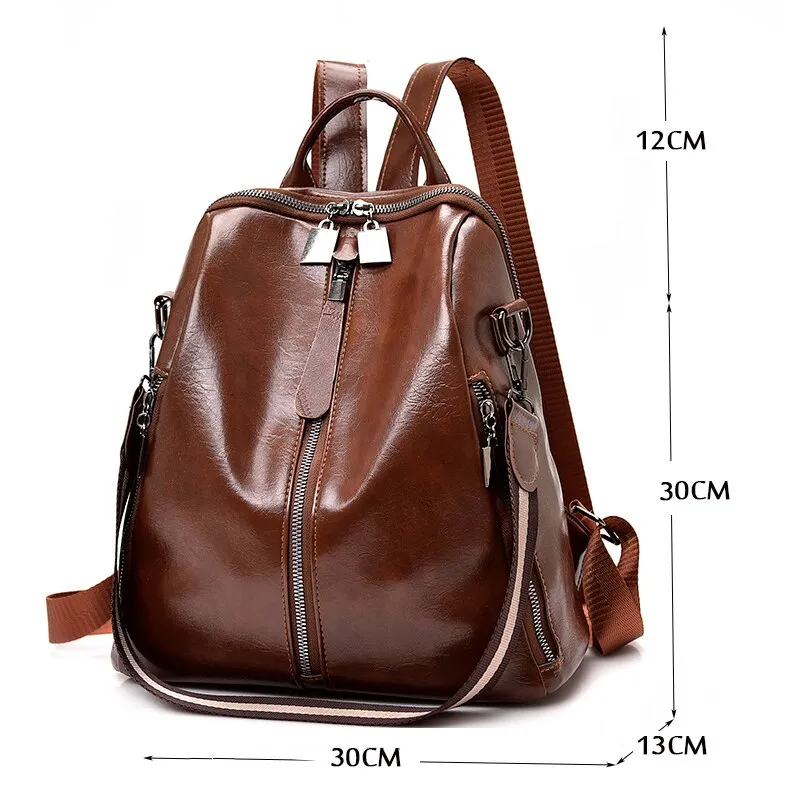 Christmas Gift 2021 New 3-in-1 Vintage Backpack Women Multi-pocket Female Pu Leather Backpack Fashion Shoulder Bags School Bag For Girls
