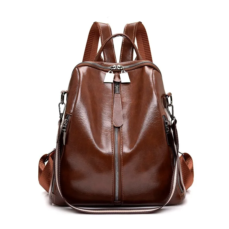 Christmas Gift 2021 New 3-in-1 Vintage Backpack Women Multi-pocket Female Pu Leather Backpack Fashion Shoulder Bags School Bag For Girls