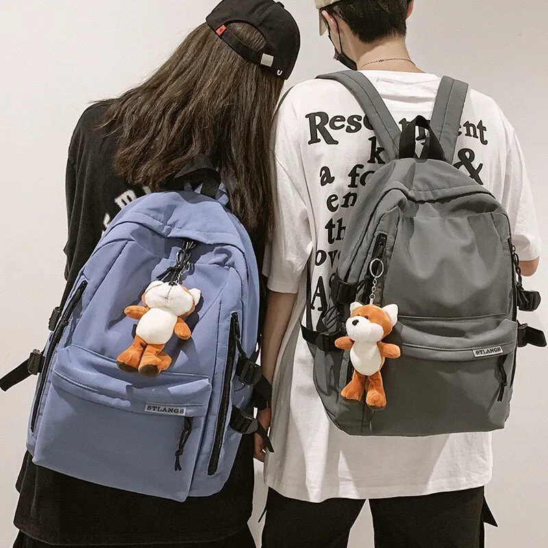 Christmas Gift Unisex large capacity solid color backpack Fashion couple travel nylon backpack College students, schoolbags, men's and women's