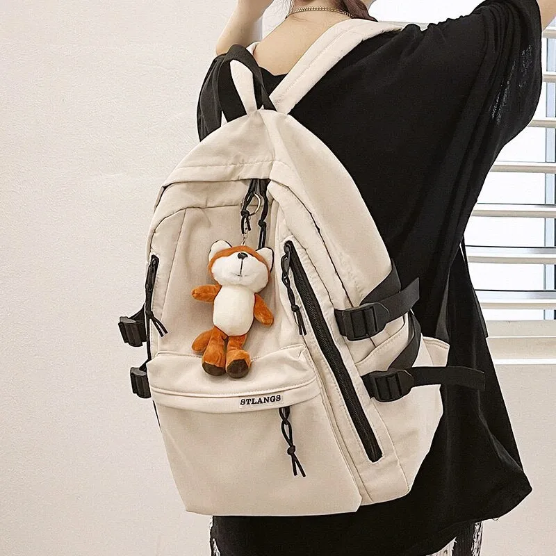 Christmas Gift Unisex large capacity solid color backpack Fashion couple travel nylon backpack College students, schoolbags, men's and women's