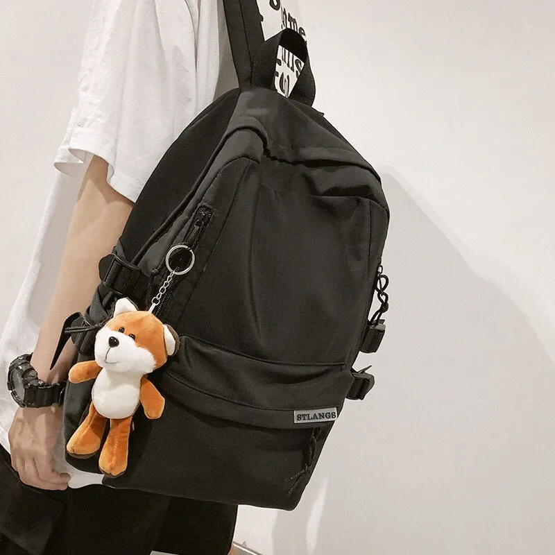 Christmas Gift Unisex large capacity solid color backpack Fashion couple travel nylon backpack College students, schoolbags, men's and women's