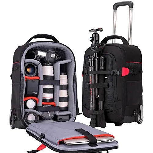 Convenient Photography Rolling Luggage Digital Shoulder Suitcase with Wheels Men Camera Cabin Trolley Travel Bags (Color : Small)
