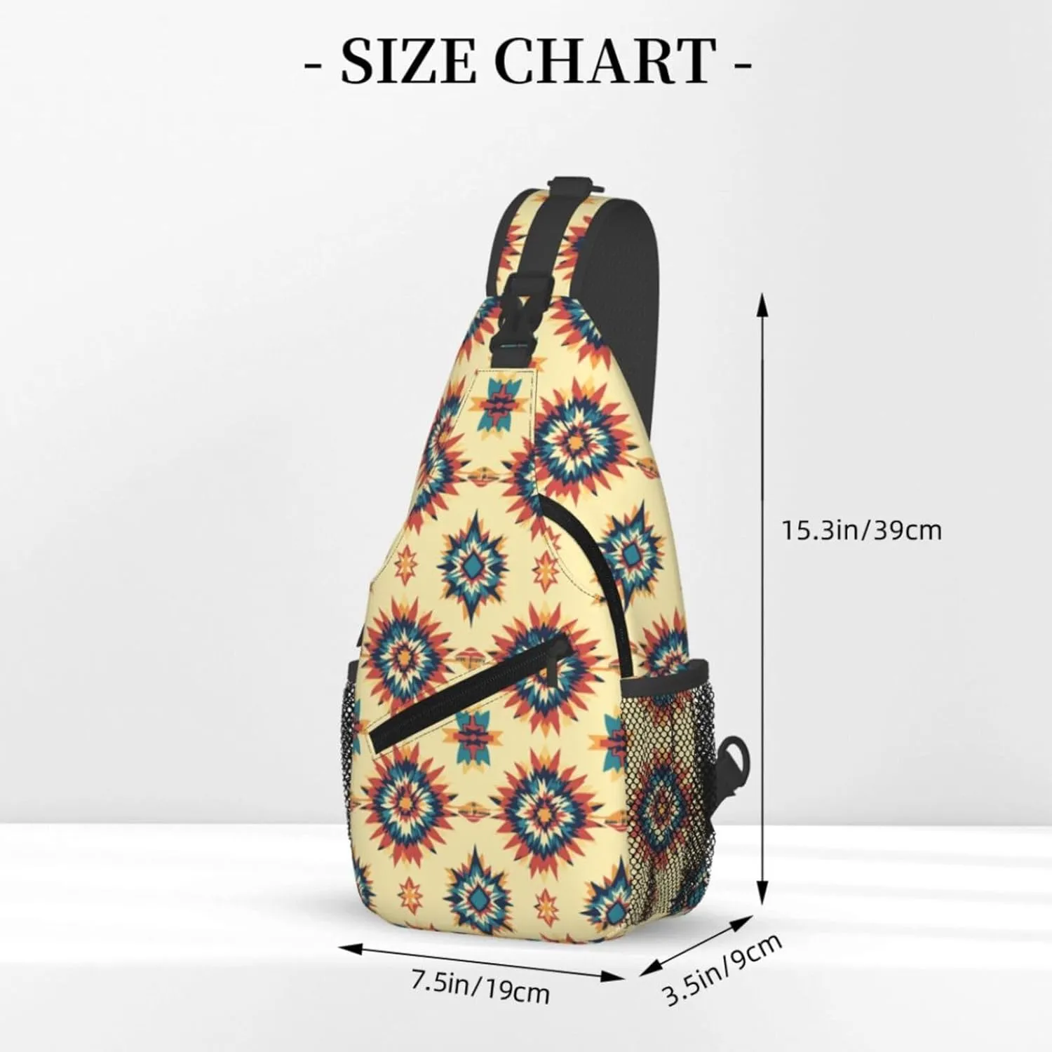 Crossbody Bags For Women Men Aztec Yellow Sling Backpack Chest Shoulder Bag Gym Cycling Travel Hiking Daypack