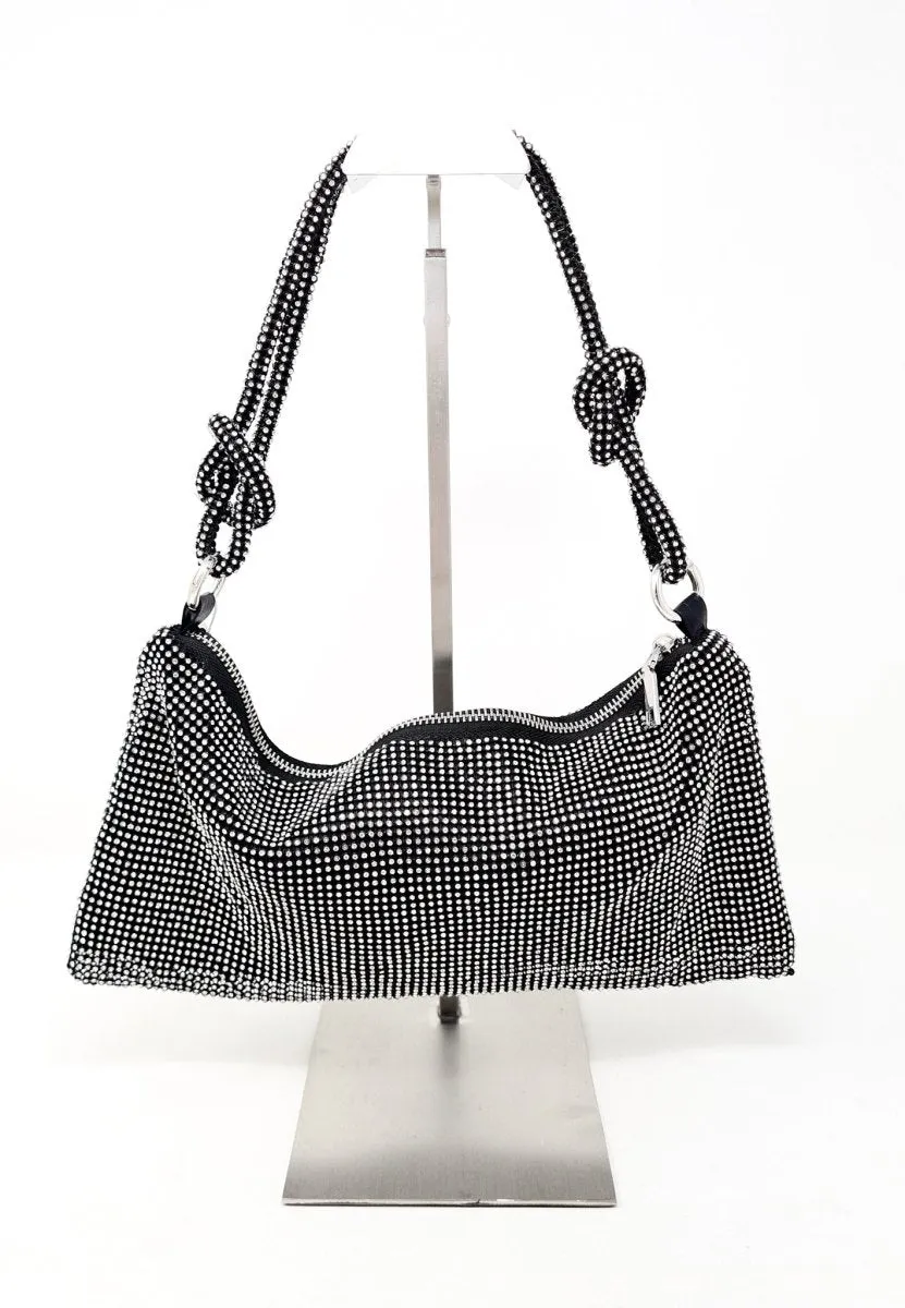 Diamanté Black Jewelled Handbag
