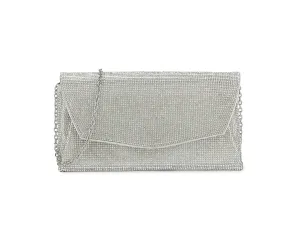 Diamanté Silver Jewelled Clutch Bag