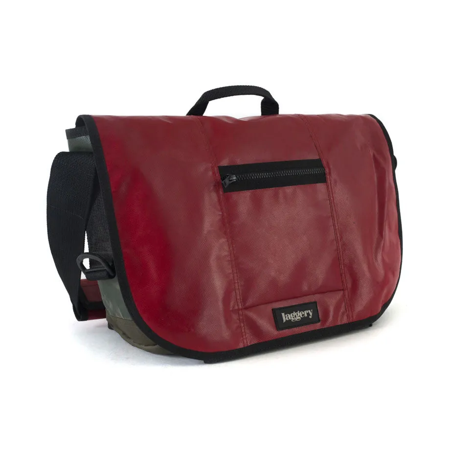 Doer's Messenger Bag in Red & Olive Green [15"compatible]