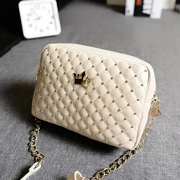Fashion Candy Color Women's Artificial Leather Rivet Chain Embossed Messenger Bags Satchel Shoulder/Hand Bag