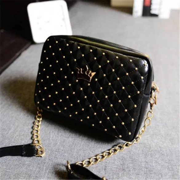 Fashion Candy Color Women's Artificial Leather Rivet Chain Embossed Messenger Bags Satchel Shoulder/Hand Bag