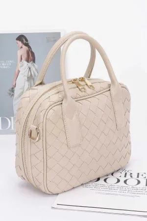 Faux Leather Braided Handbag