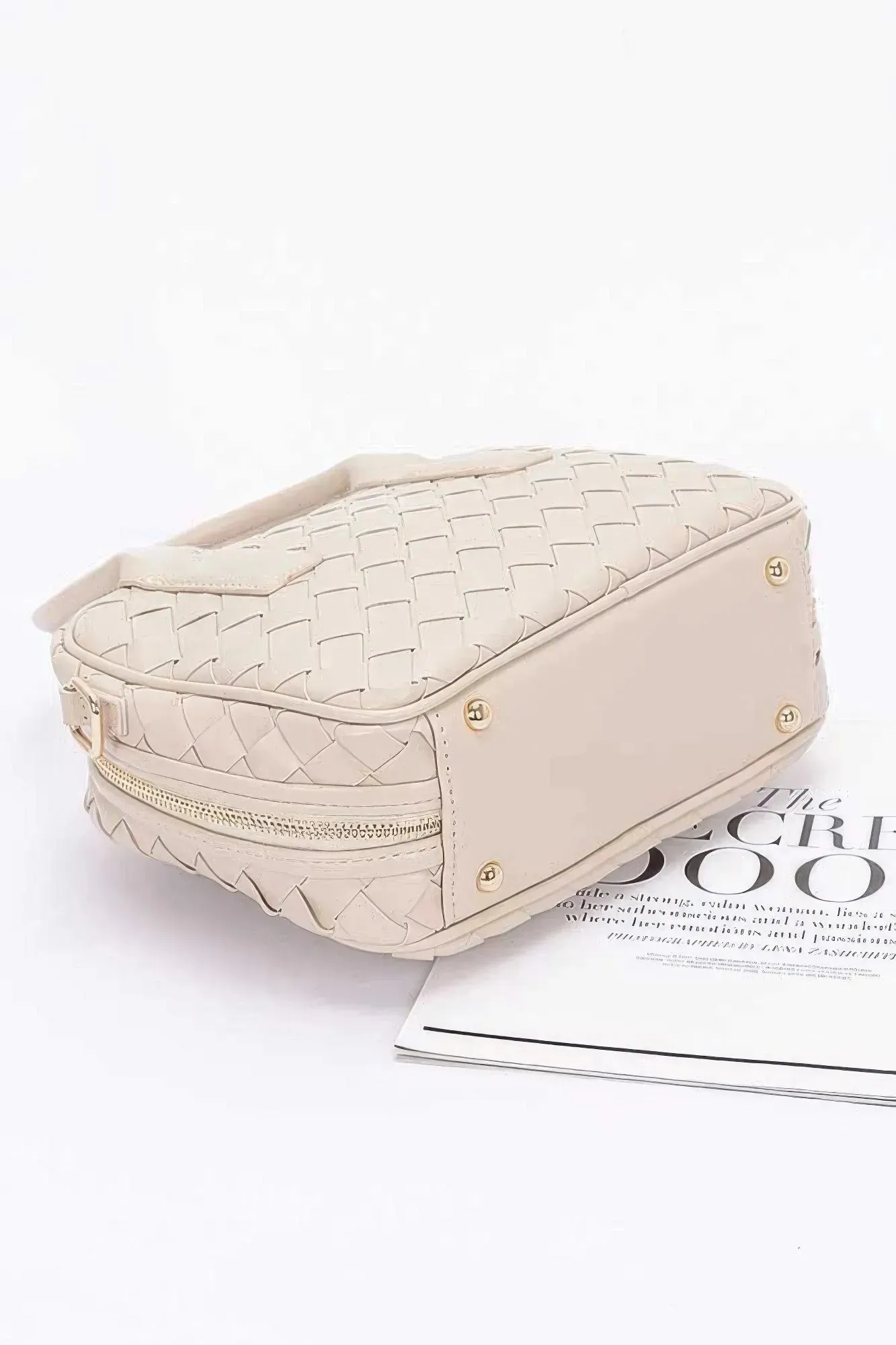 Faux Leather Braided Handbag