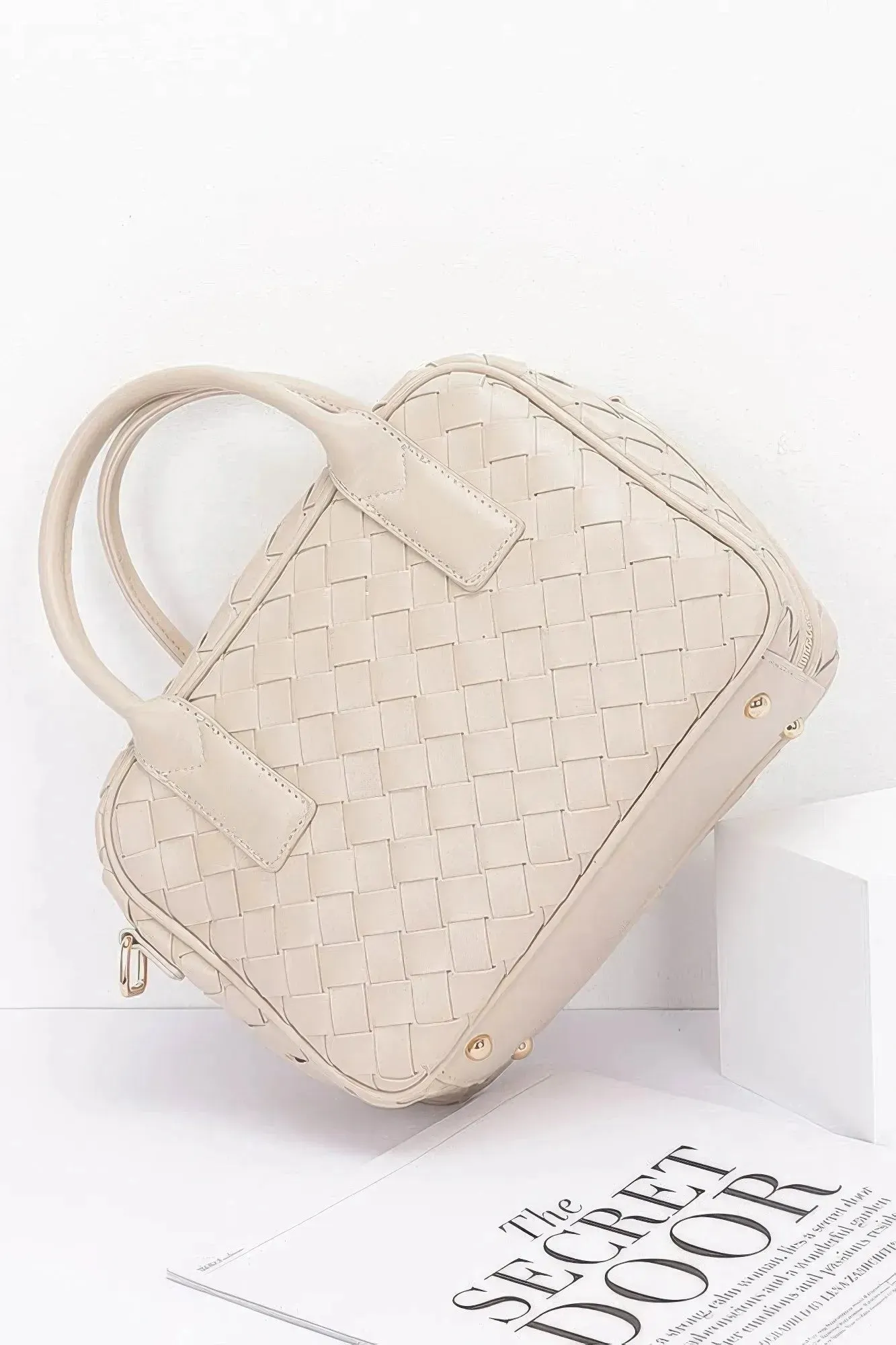 Faux Leather Braided Handbag