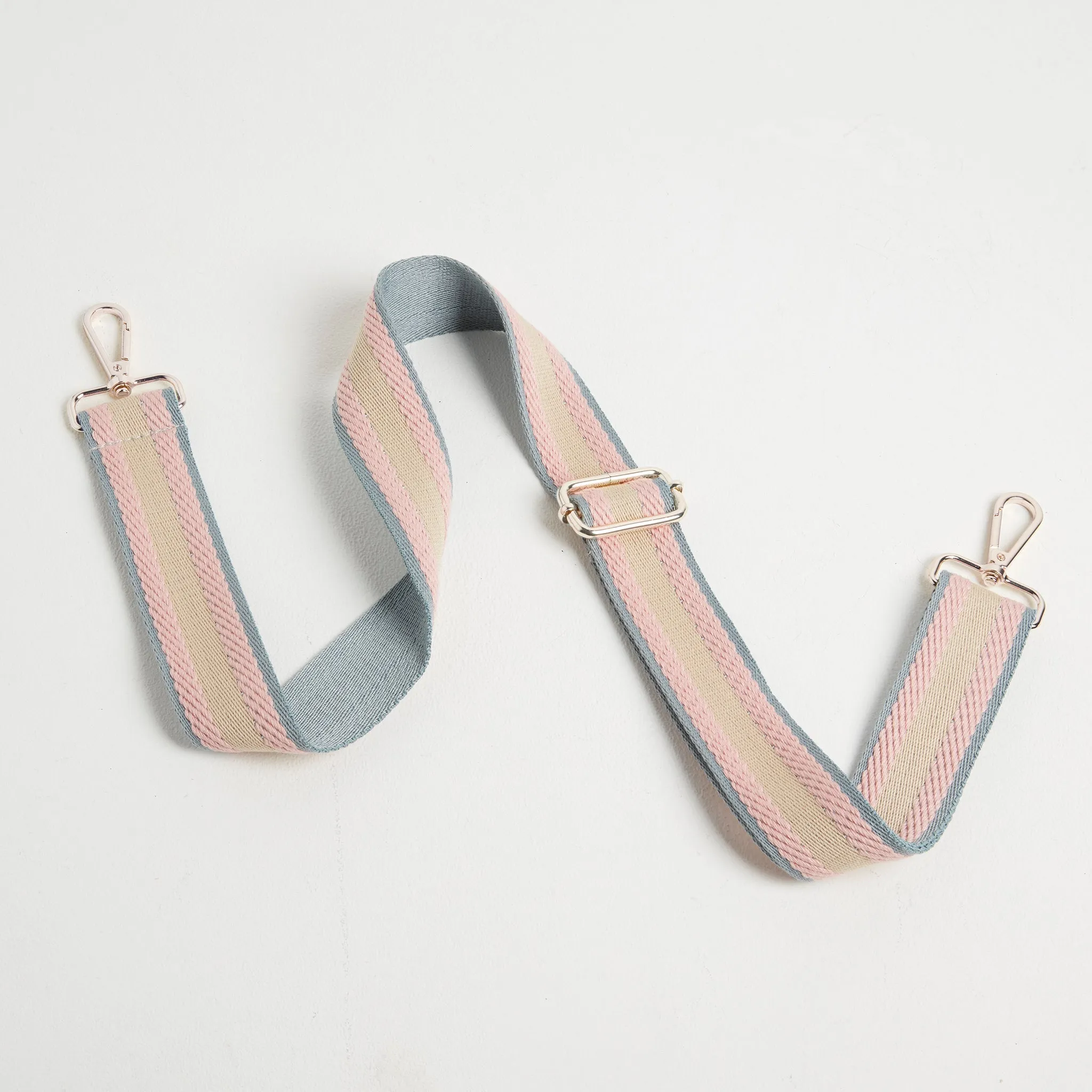 Florence Crossbody Bag in Beige with Pastel Stripe Strap