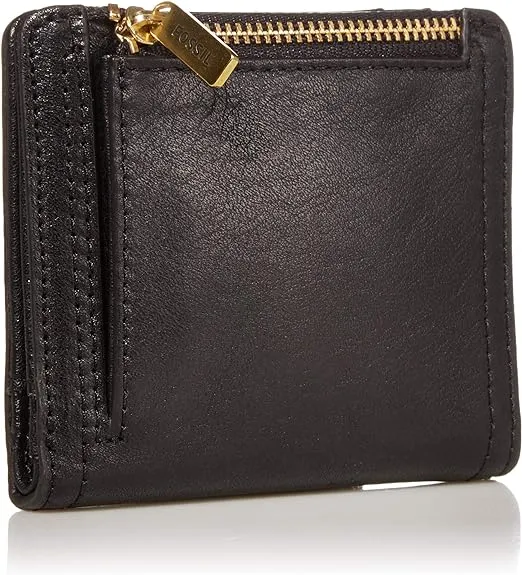 Fossil Logan Women's RFID Blocking Leather Double Fold Wallet, Black