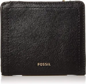 Fossil Logan Women's RFID Blocking Leather Double Fold Wallet, Black