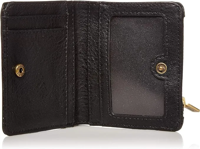 Fossil Logan Women's RFID Blocking Leather Double Fold Wallet, Black