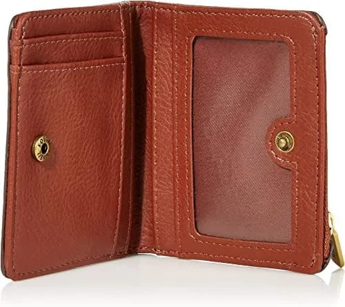 Fossil Logan Women's RFID Blocking Leather Double Fold Wallet, Brown