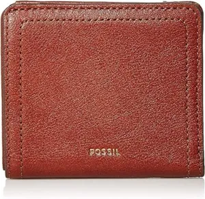 Fossil Logan Women's RFID Blocking Leather Double Fold Wallet, Brown