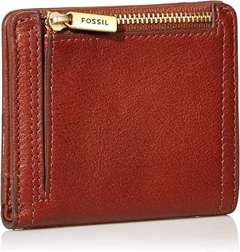 Fossil Logan Women's RFID Blocking Leather Double Fold Wallet, Brown
