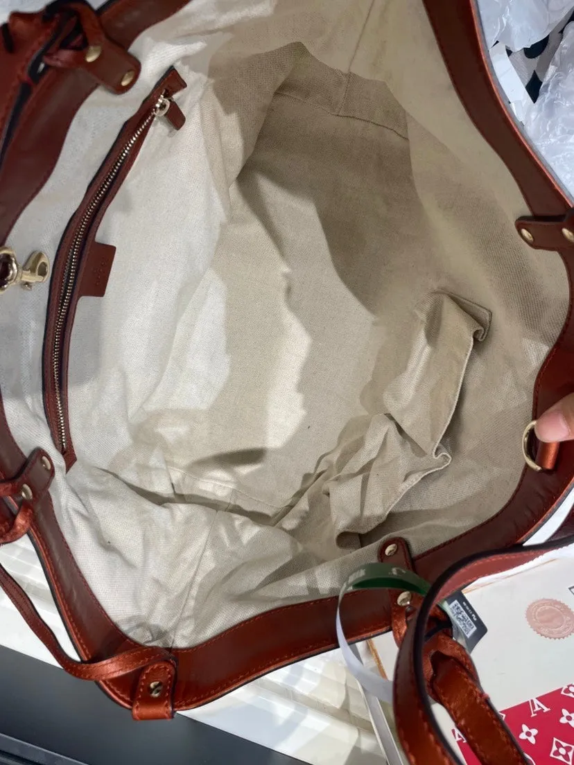 Gucci Exotic Leather Tote Bag 9039 - Preloved, Textured Brown, Medium Designer Handbag